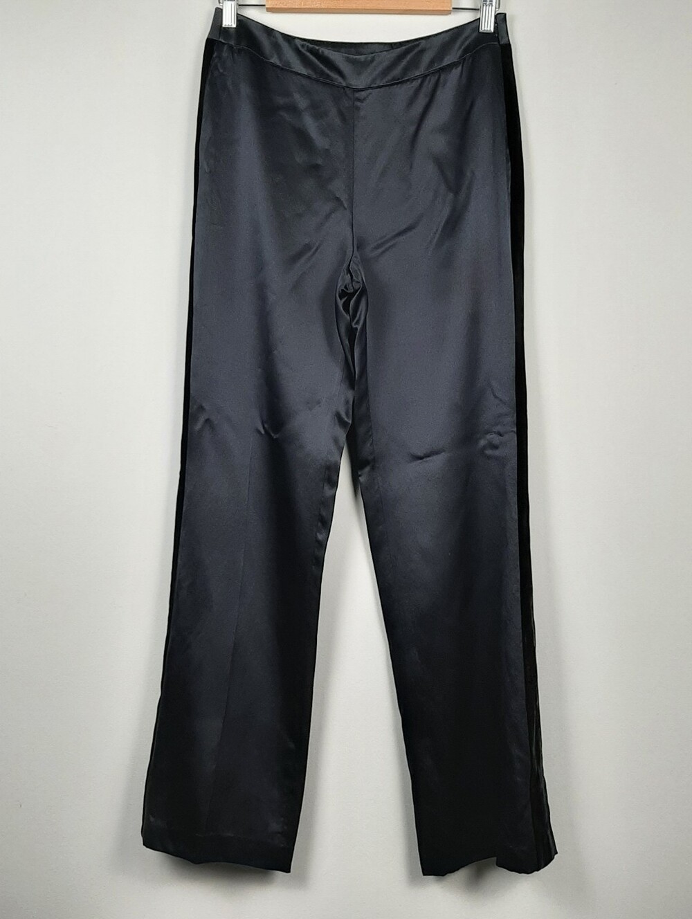 Bloomingdales Black Silk Wide Leg High-rise Pants Size 6
